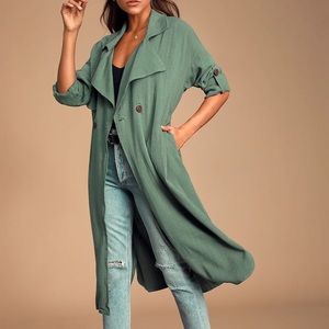Malina Olive Green Oversized Trench Coat